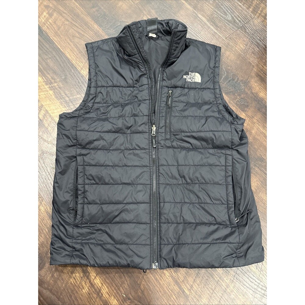 The North Face Mens Vest Medium M Black Synthetic Puffer Full Zip Heatseeker F13
